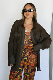 Brown Sofia Oversized Button Up