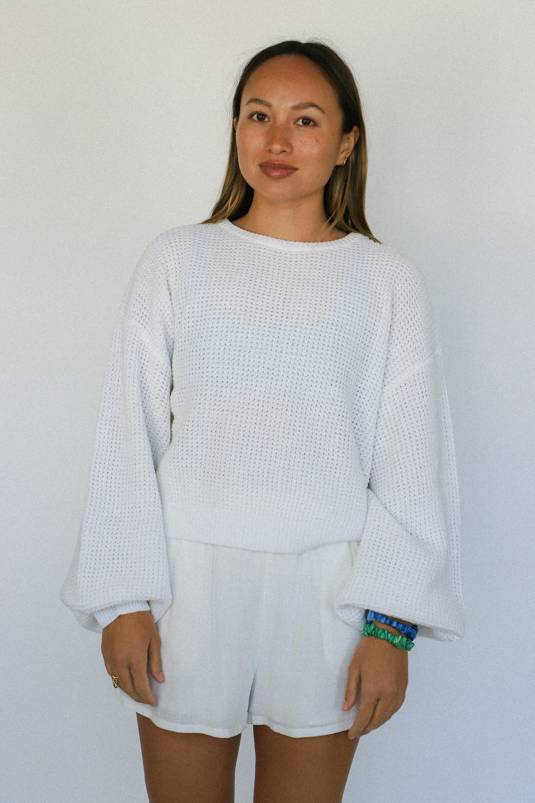 White Classic Knit Jumper