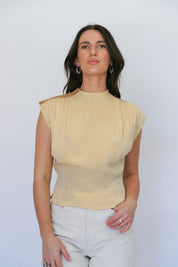 Nude Handmade Mock Neck Blouse