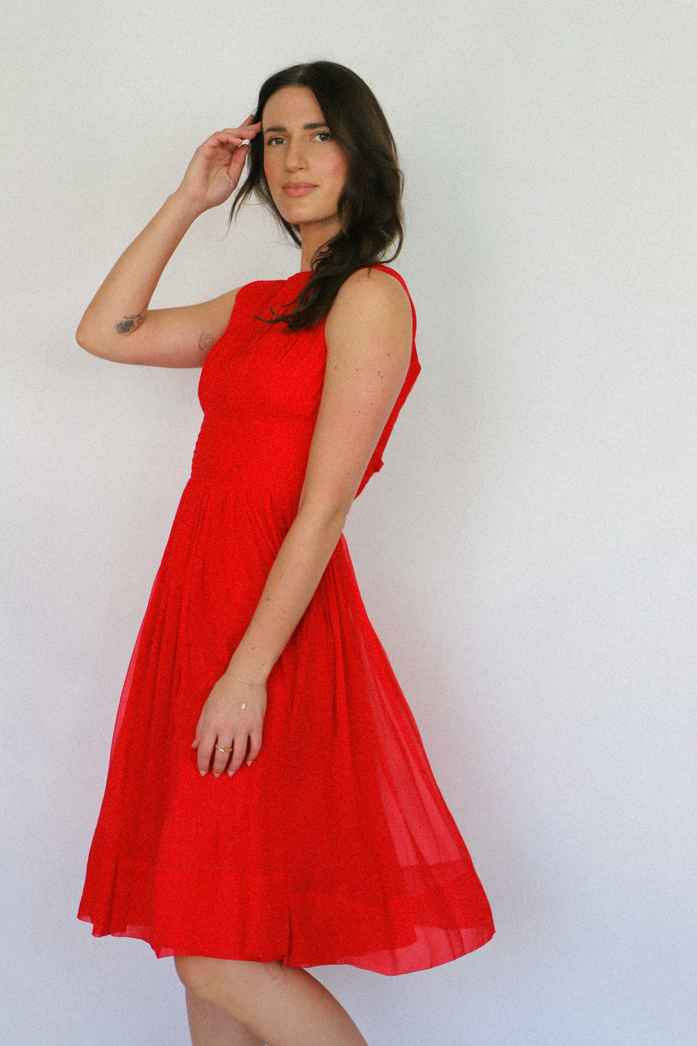 Red Pleated Dress