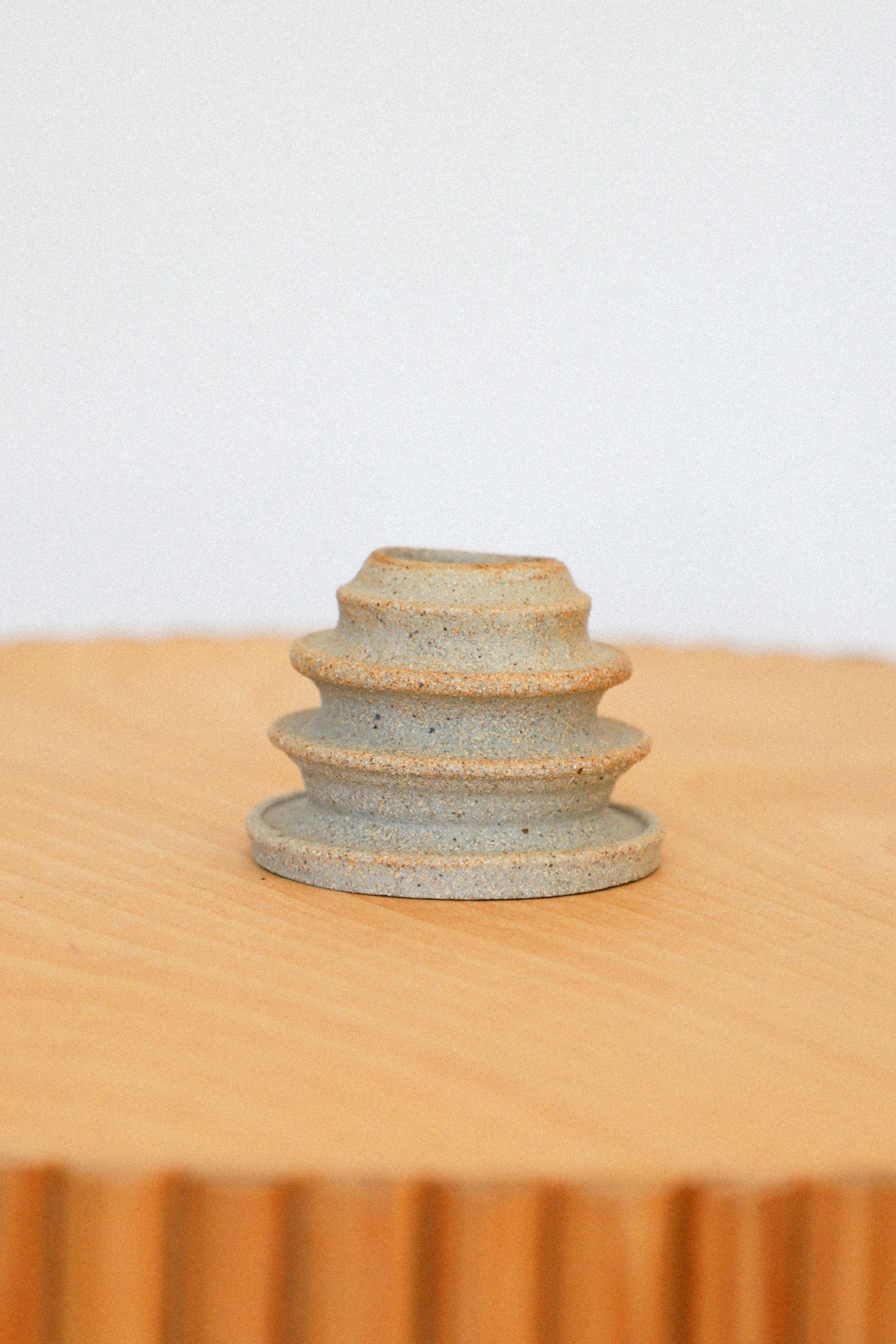 Stoneware Organic Candlestick 010