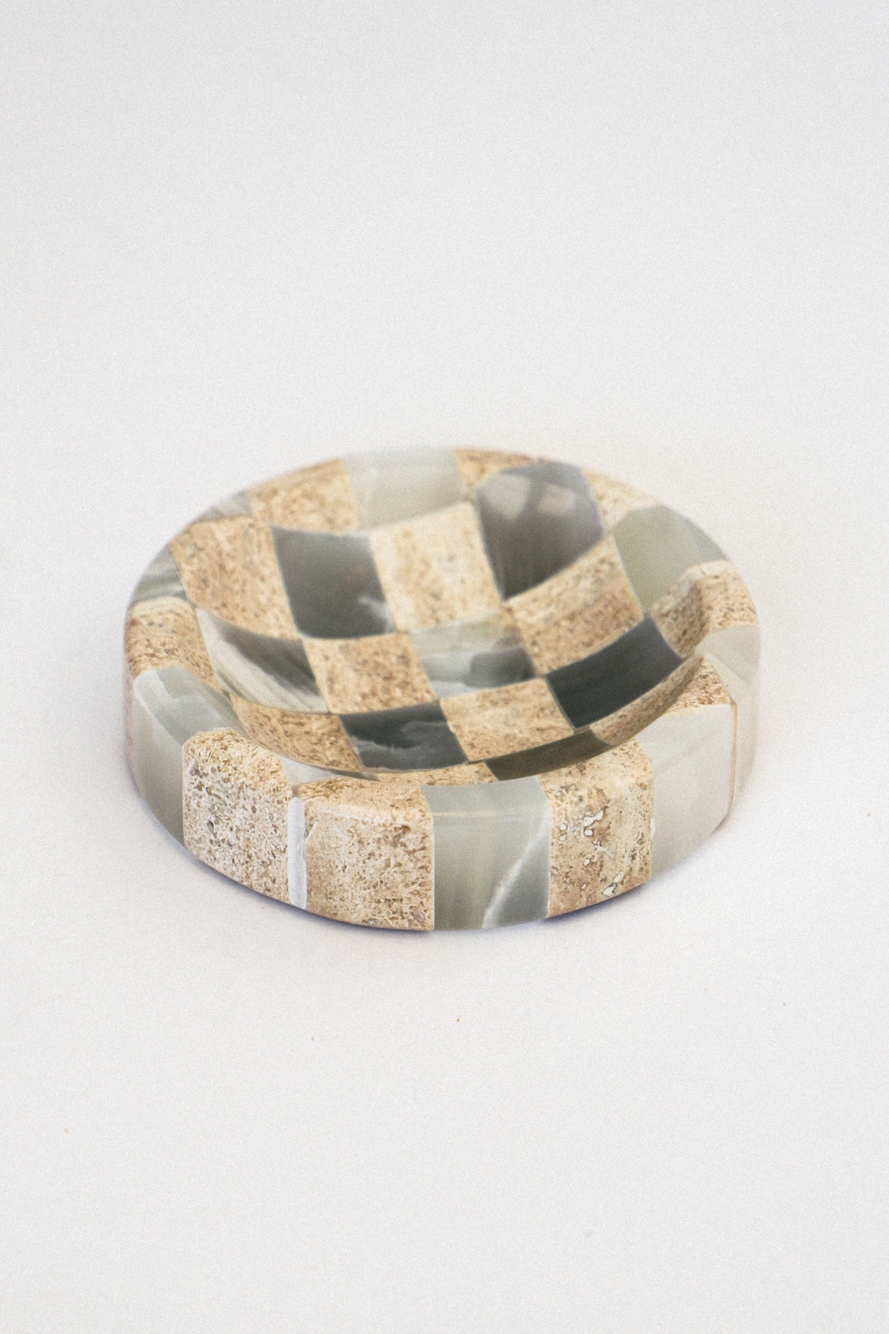 Beige + White Onyx Check Dish