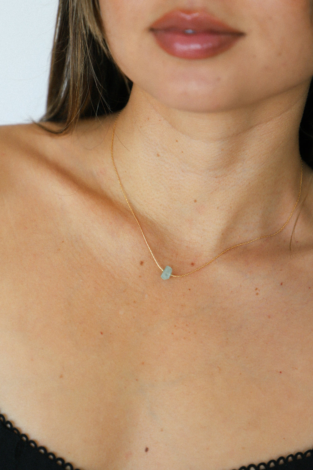 Gold Aquamarine Itty Bitty Necklace