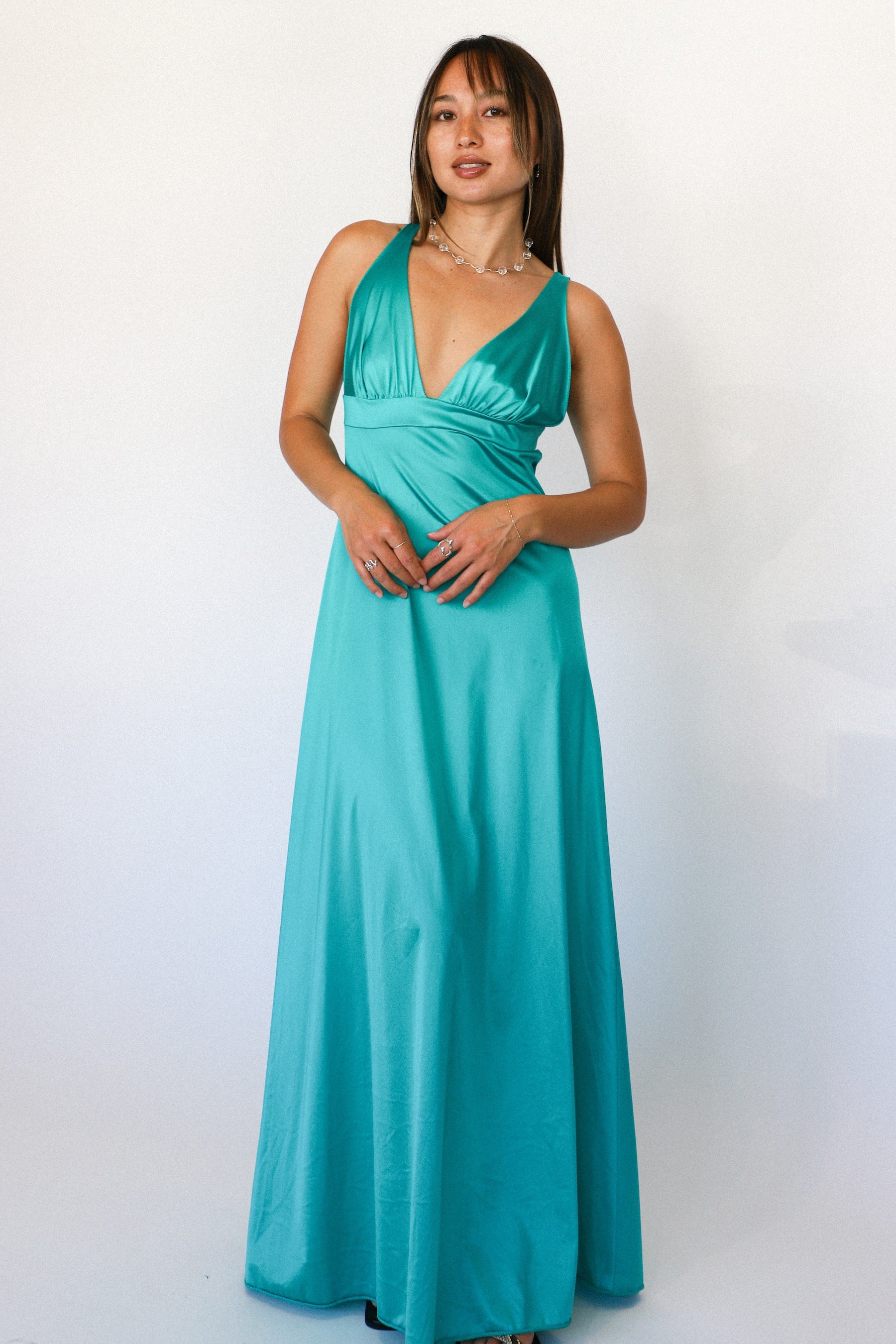 Teal Maxi Slip Dress