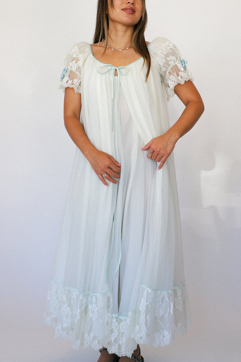 Blue Ribbon Peignoir Set