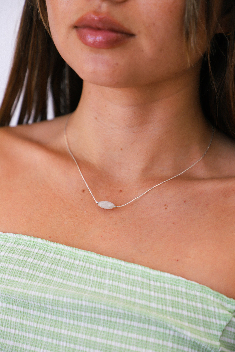 Silver Moonstone Itty Bitty Necklace