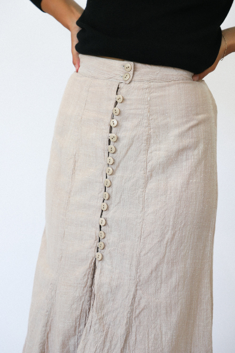 Oat Button Front Skirt