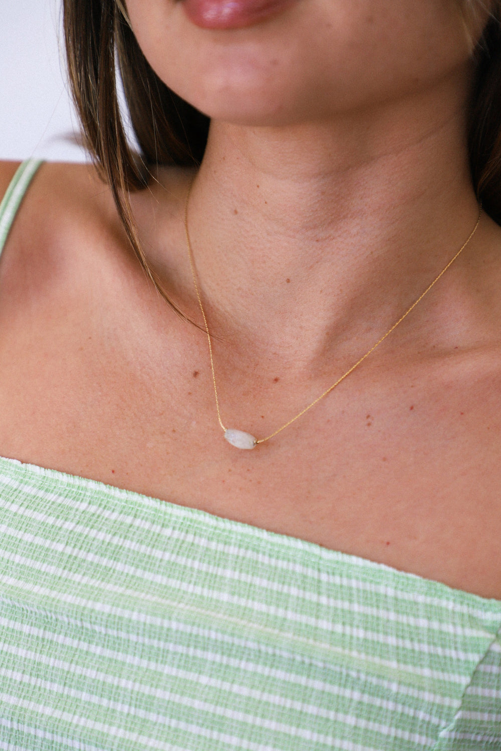 Gold Moonstone Itty Bitty Necklace