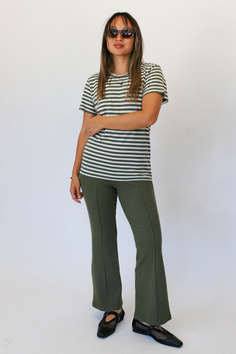 Olive Stripe Lorel Tee