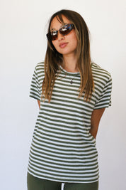 Olive Stripe Lorel Tee