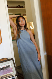 Washed Denim Halter Dress