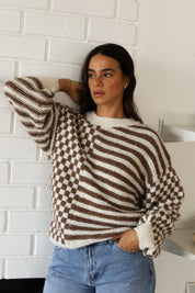 Mocha Mixed Checker Sweater