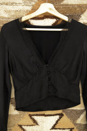 1990s Black Silky Blouse