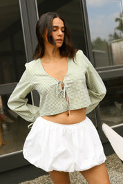 Green Lana Blouson Top