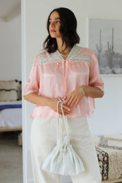 Pink + Lace Bed Jacket