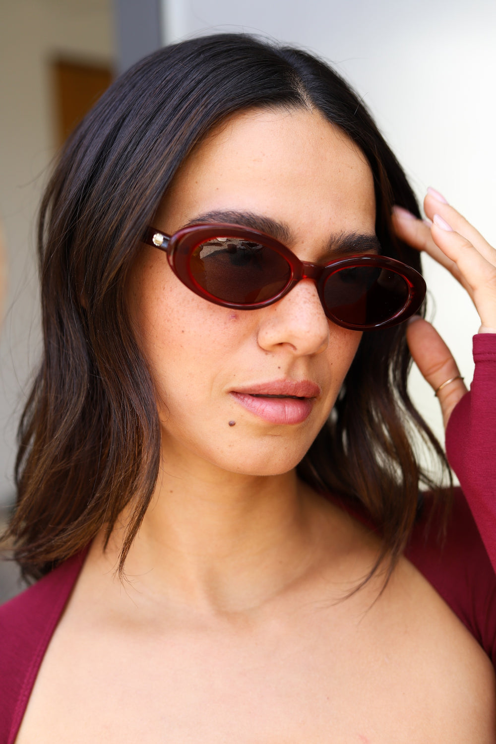 Crystal Black Cherry Sweet Leaf Sunglasses