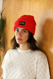 Red Waffle Beanie