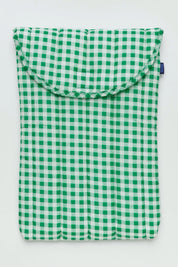 Green Gingham Puffy Laptop Sleeve