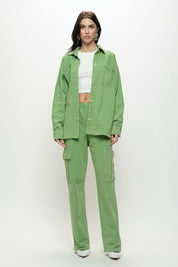 Green Terry Utility Cargo Pant