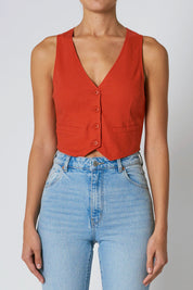 Blood Orange Linen Dallas Vest