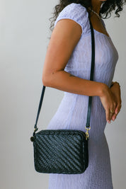 Black Woven Zig Zag Midi Sac