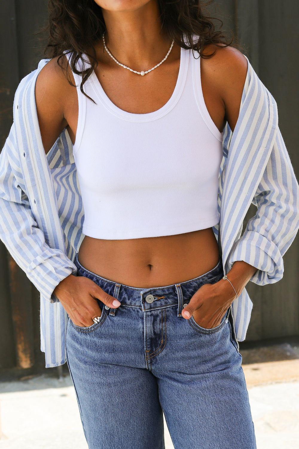 Vintage White Heavy Rib Toni Tank