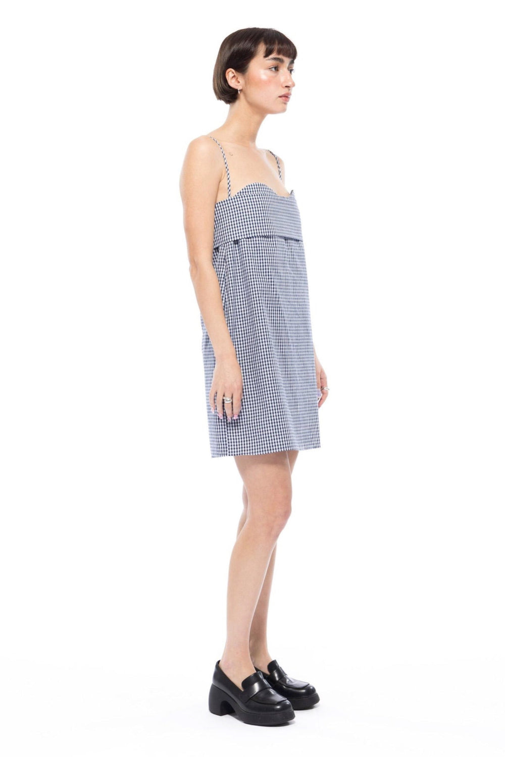 Navy Gingham Verona Short Dress