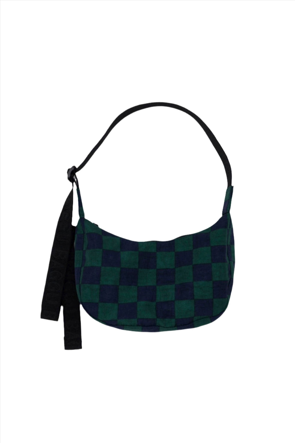 Navy Green Check Small Crescent Bag