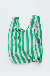 Baby Pink + Green Awning Stripe Baggu