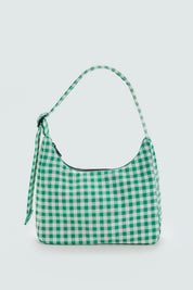 Green Gingham Mini Nylon Shoulder Bag