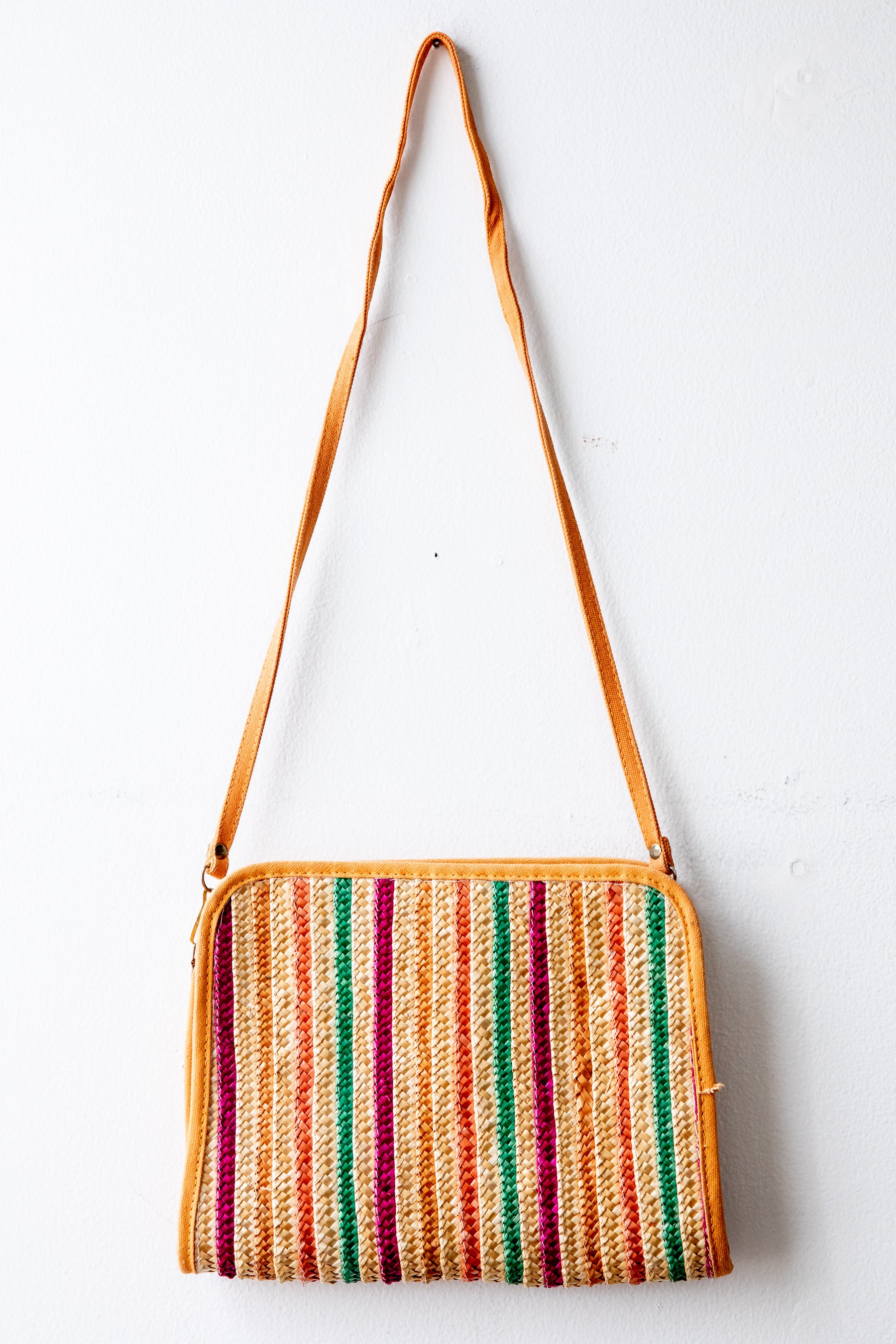 Holiday Fair Striped Raffia Bag