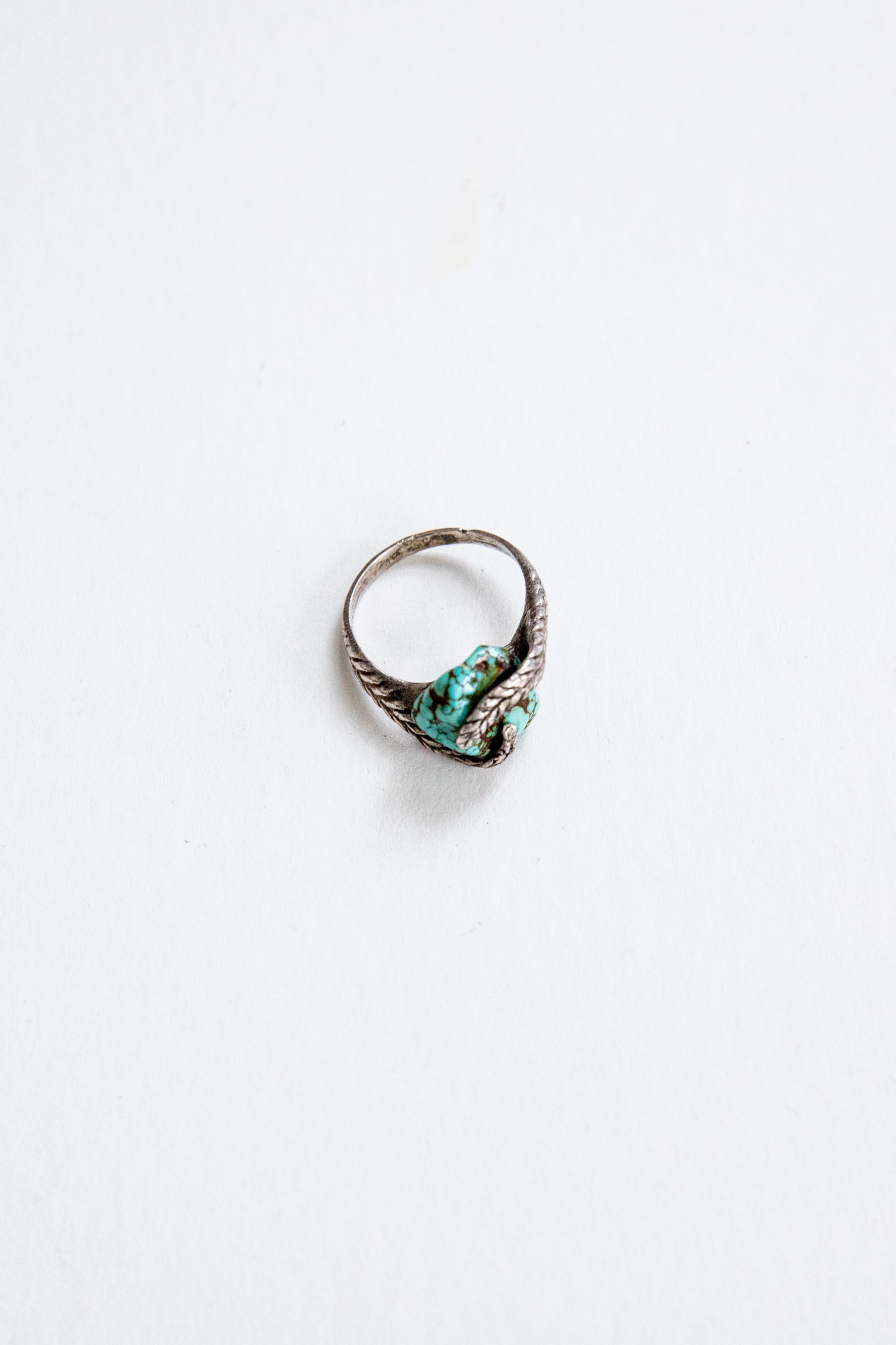 Feather Wrapped Chunky Turquoise Ring