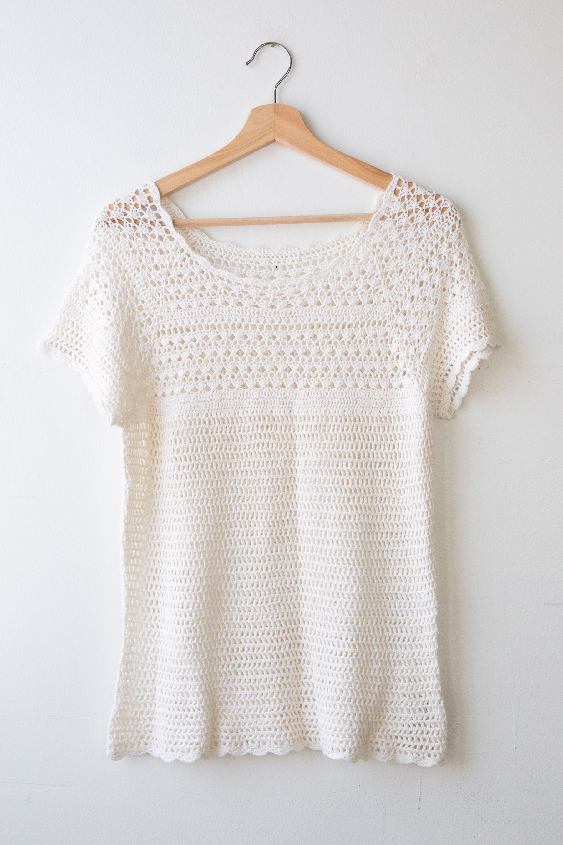 Ivory Lattice Crochet Top