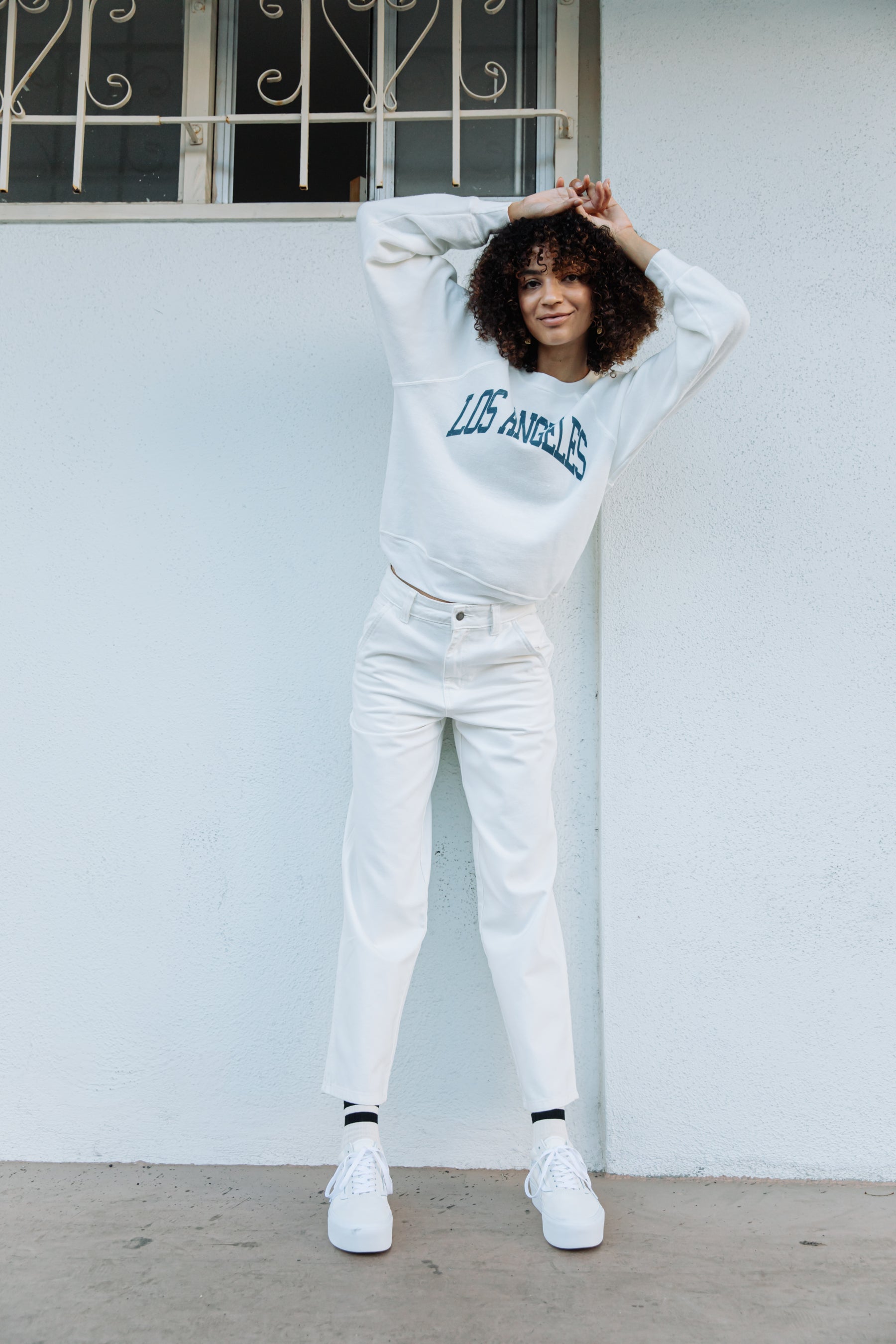 Vintage White Los Angeles Raglan Crew