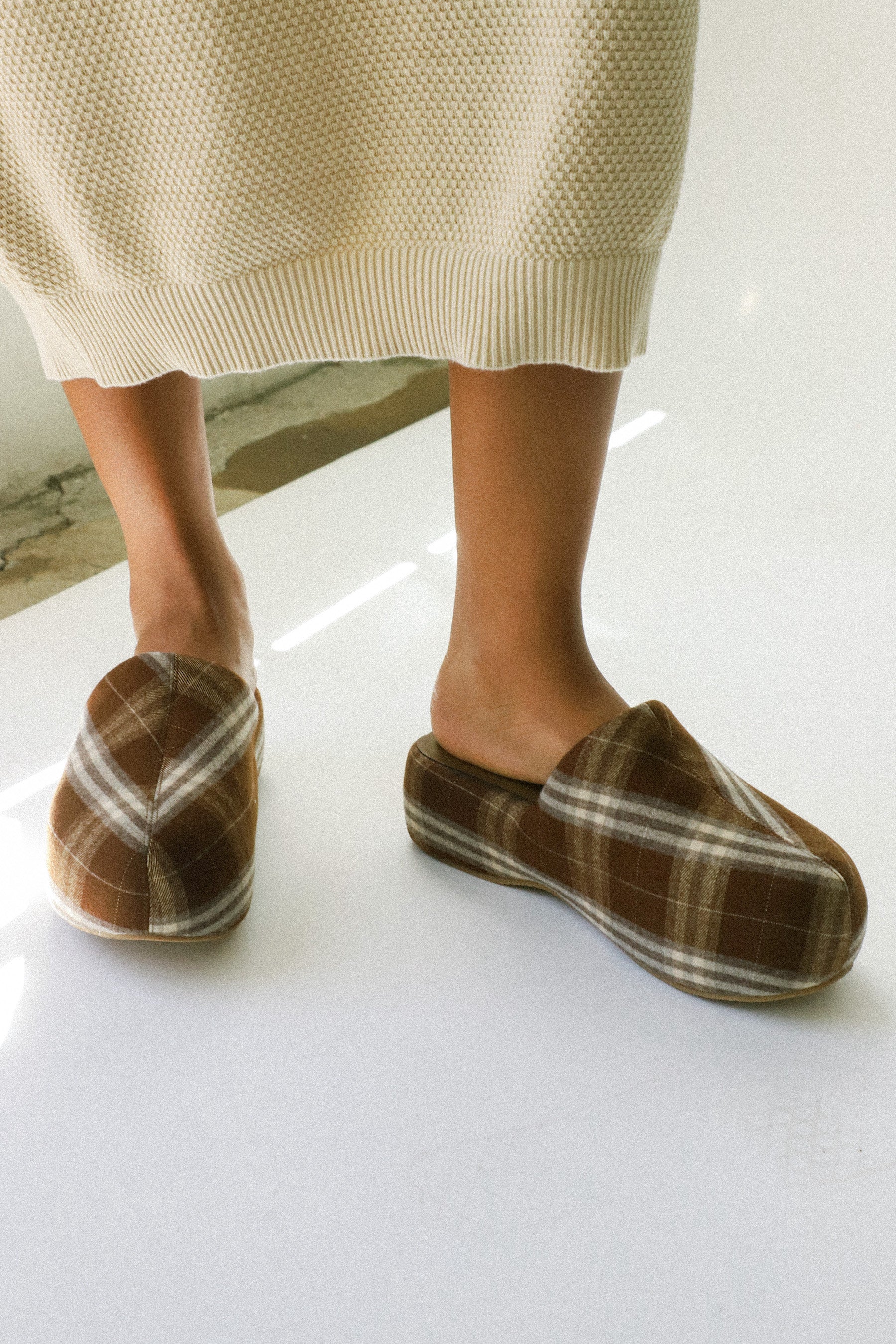 Brown Plaid Bella Mule