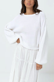 White Classic Knit Jumper