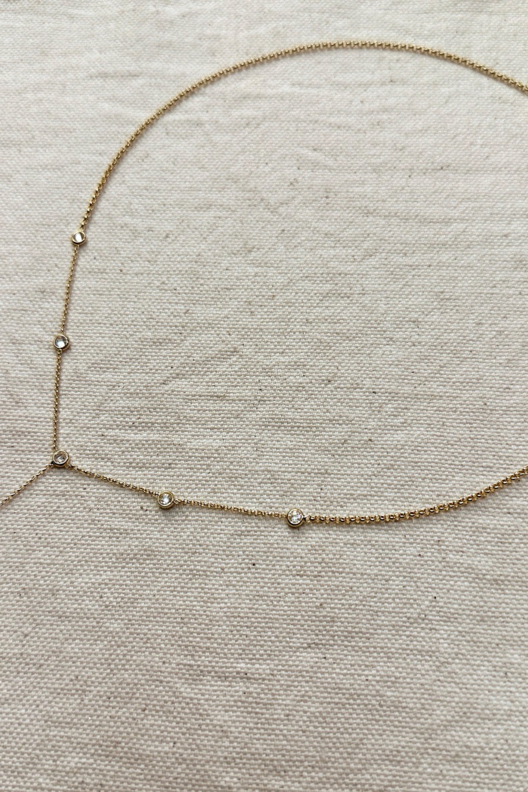 Gold Bezel Lariat Necklace