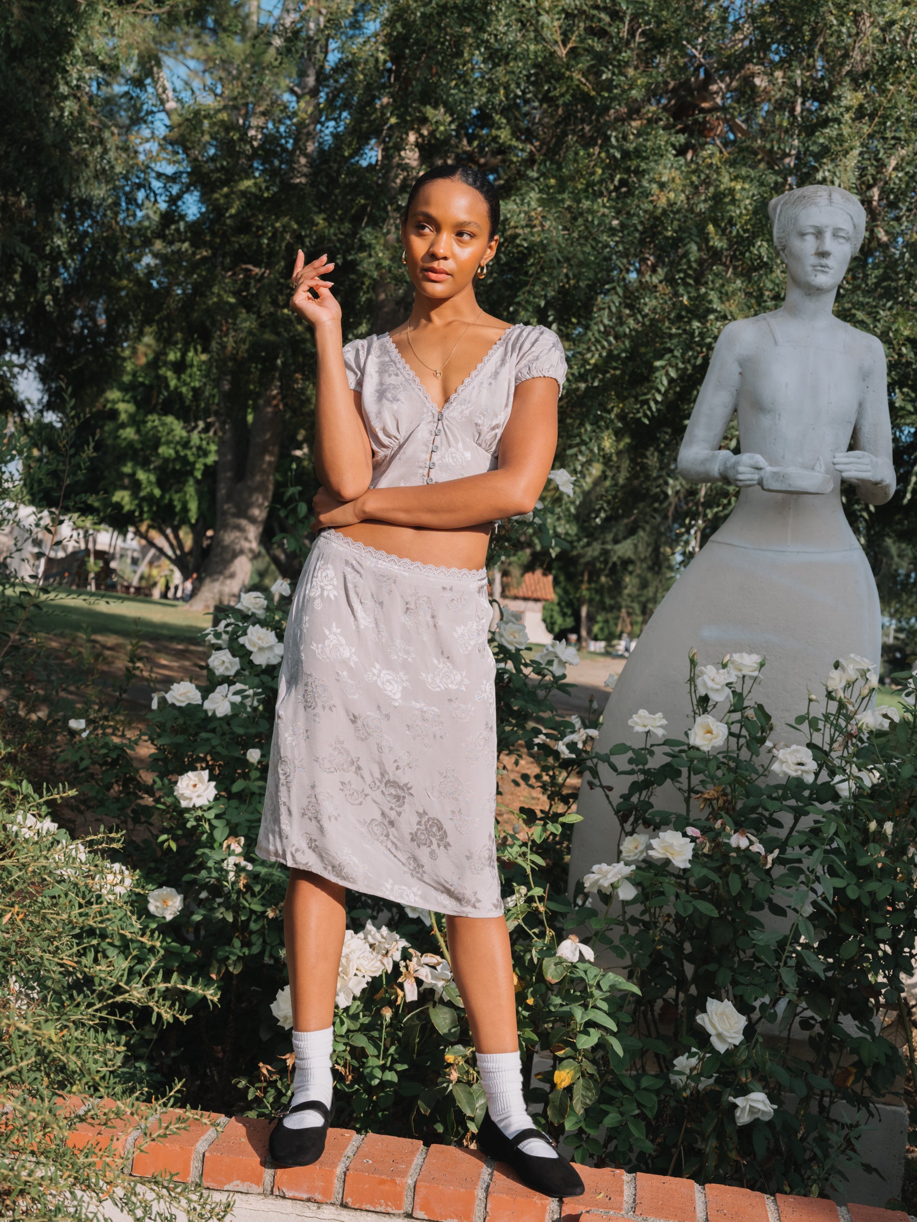 Satin Rose Piyeto Skirt