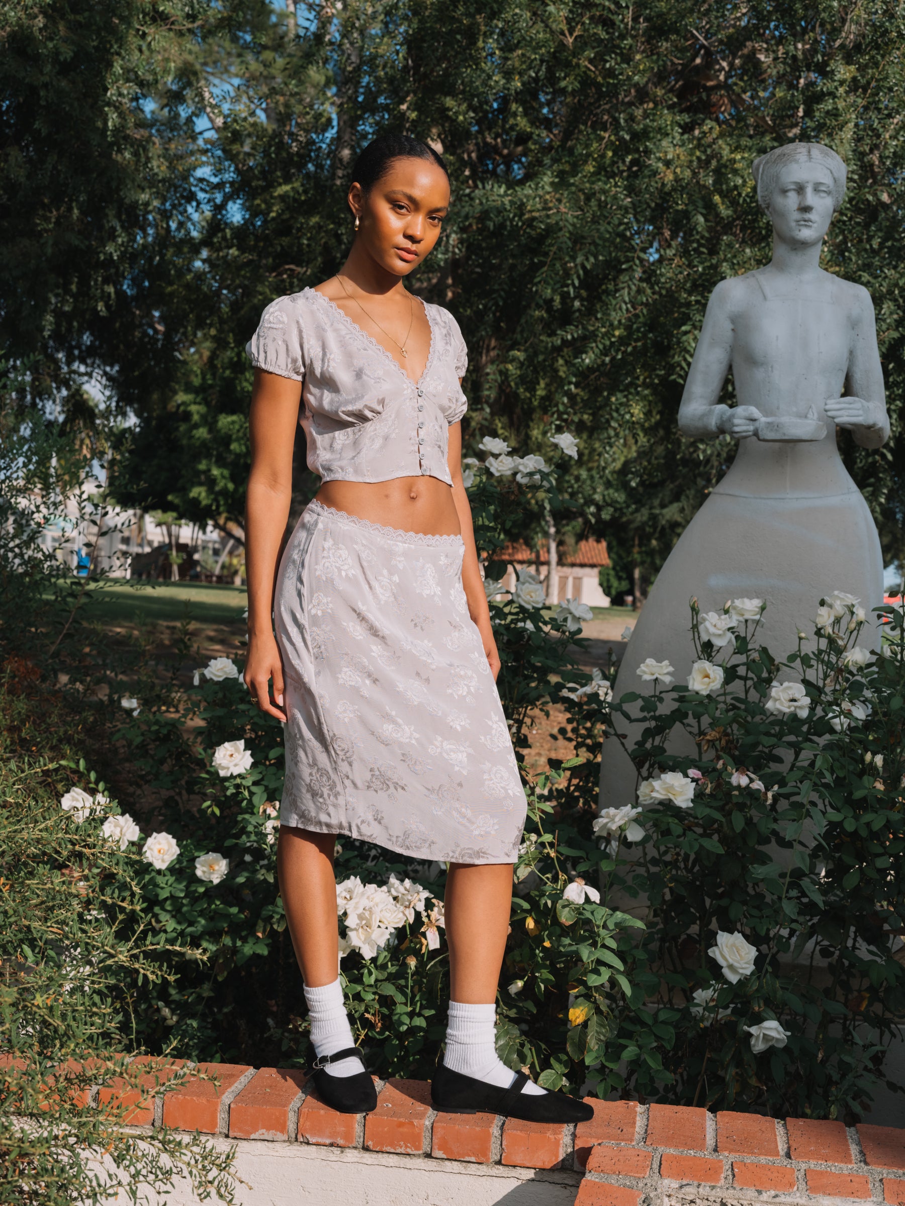 Satin Rose Piyeto Skirt