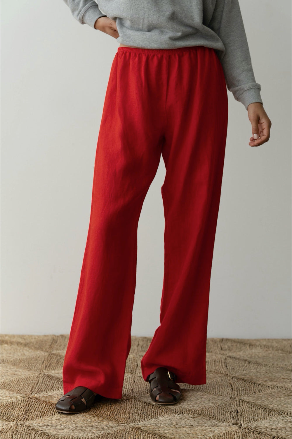 Tomato Linen Simple Pant