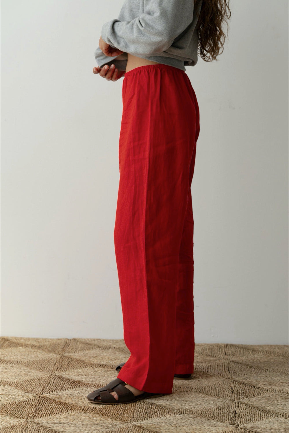 Tomato Linen Simple Pant