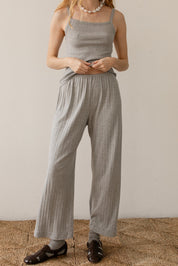 Heather Grey Pointelle Simple Crop Pant