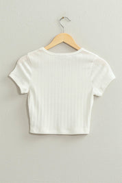 White Pointelle Casey Tee