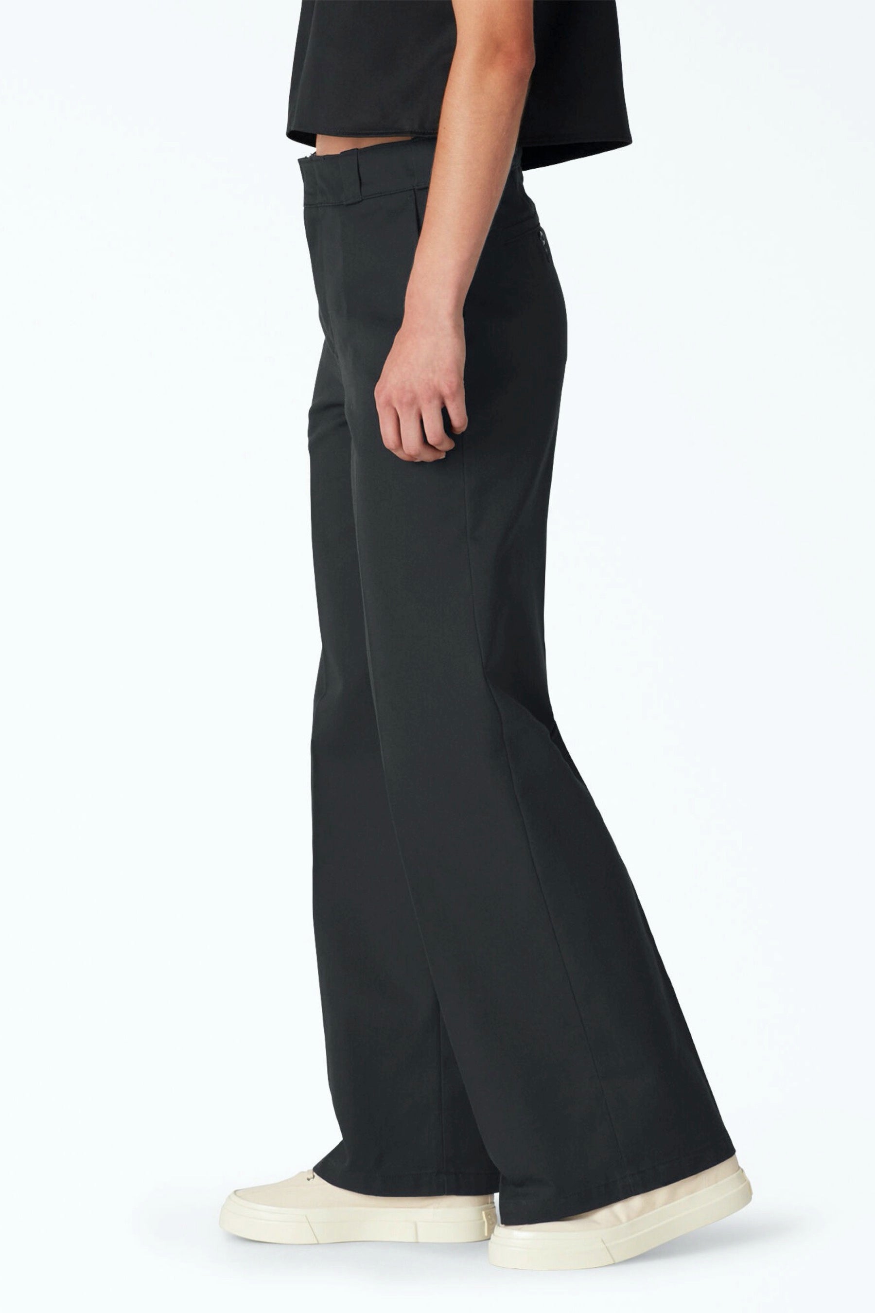 Black Twill Wide Leg Pant