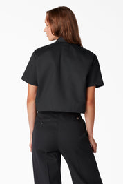 Black Crop Work Shirt