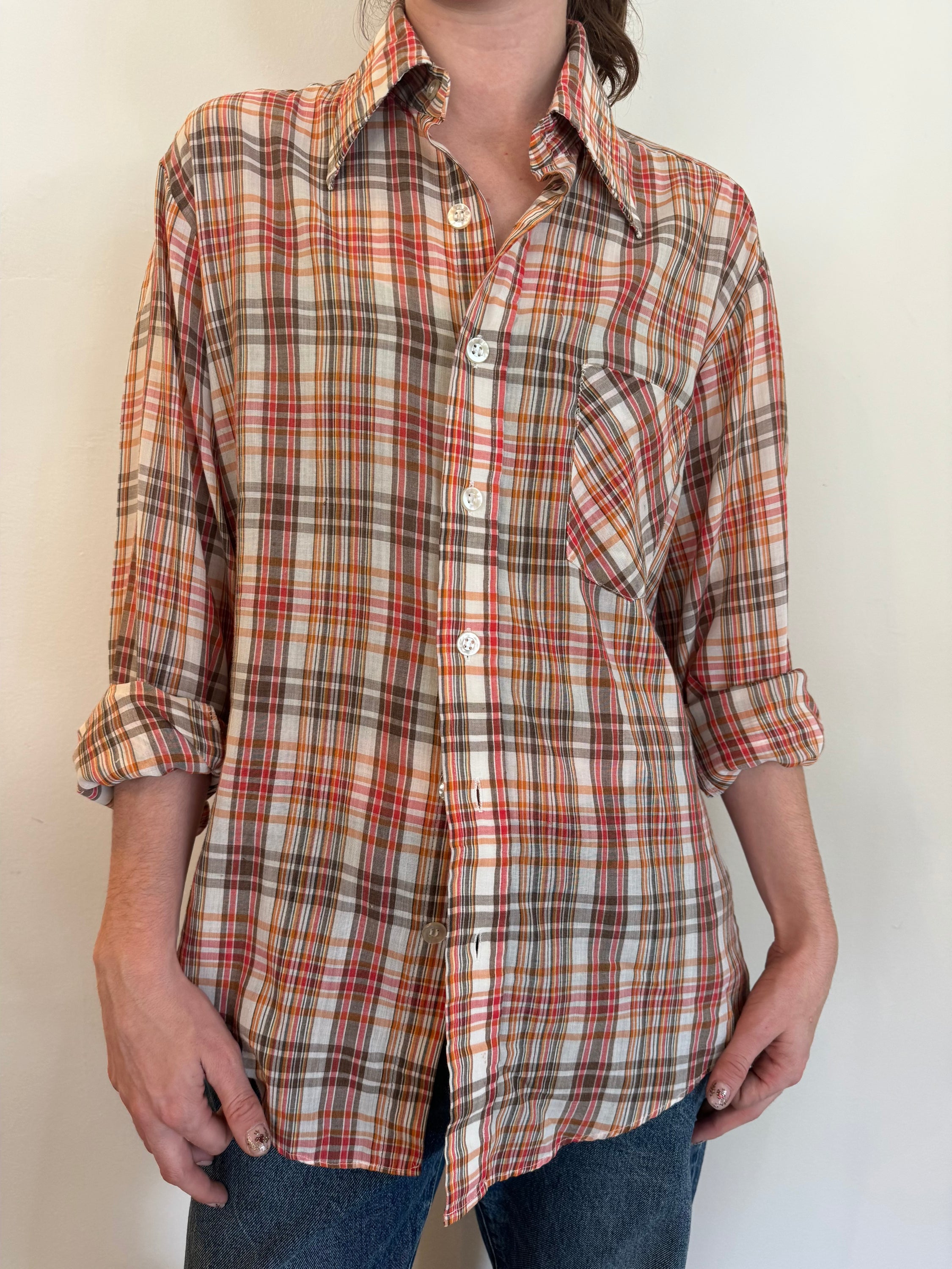 JCPenney Orange Plaid Shirt