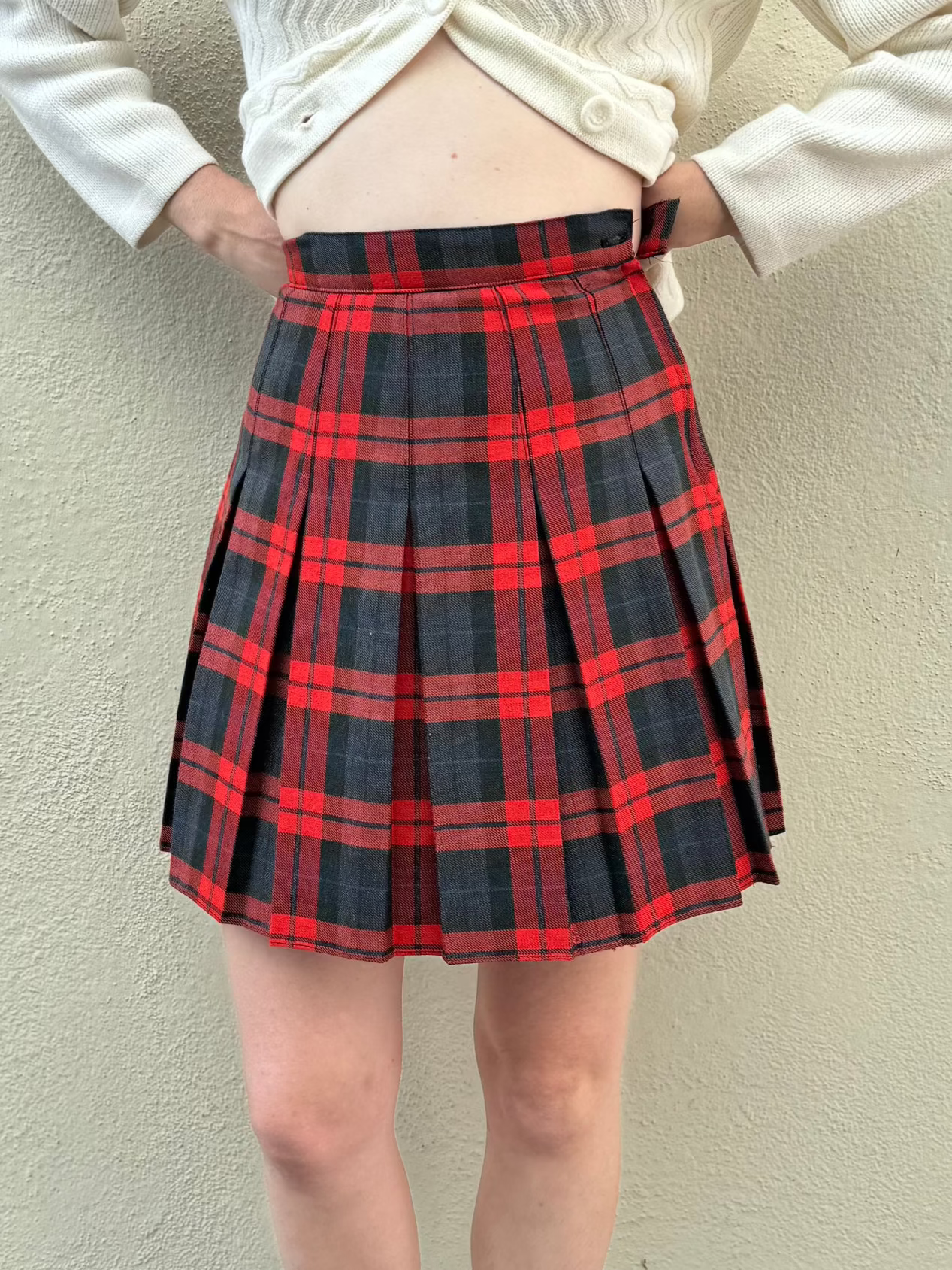 Pleated Plaid Mini Skirt