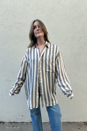 Silk Stripe Gouch Button Up