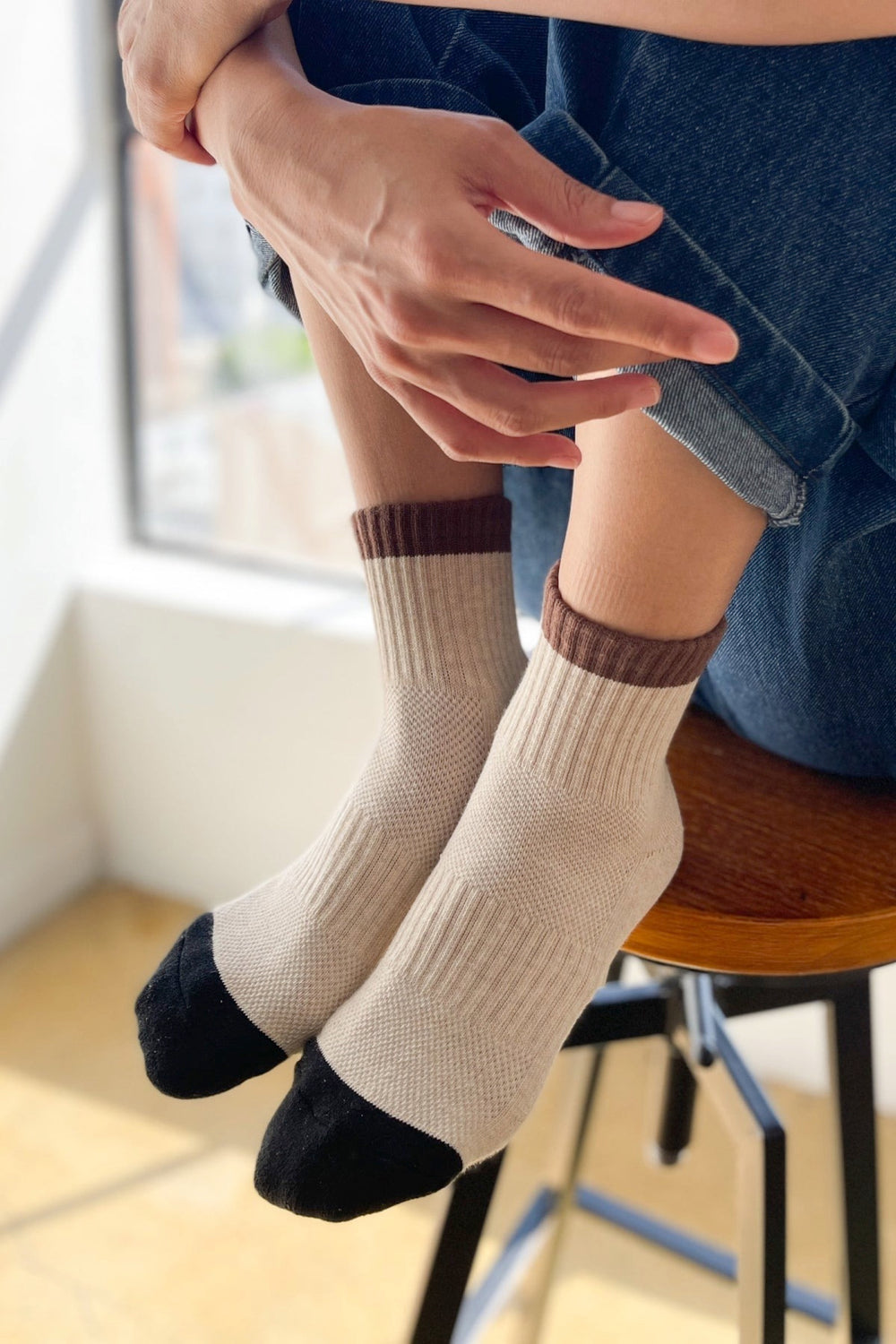 Black Coffee Color Block Girlfriend Socks