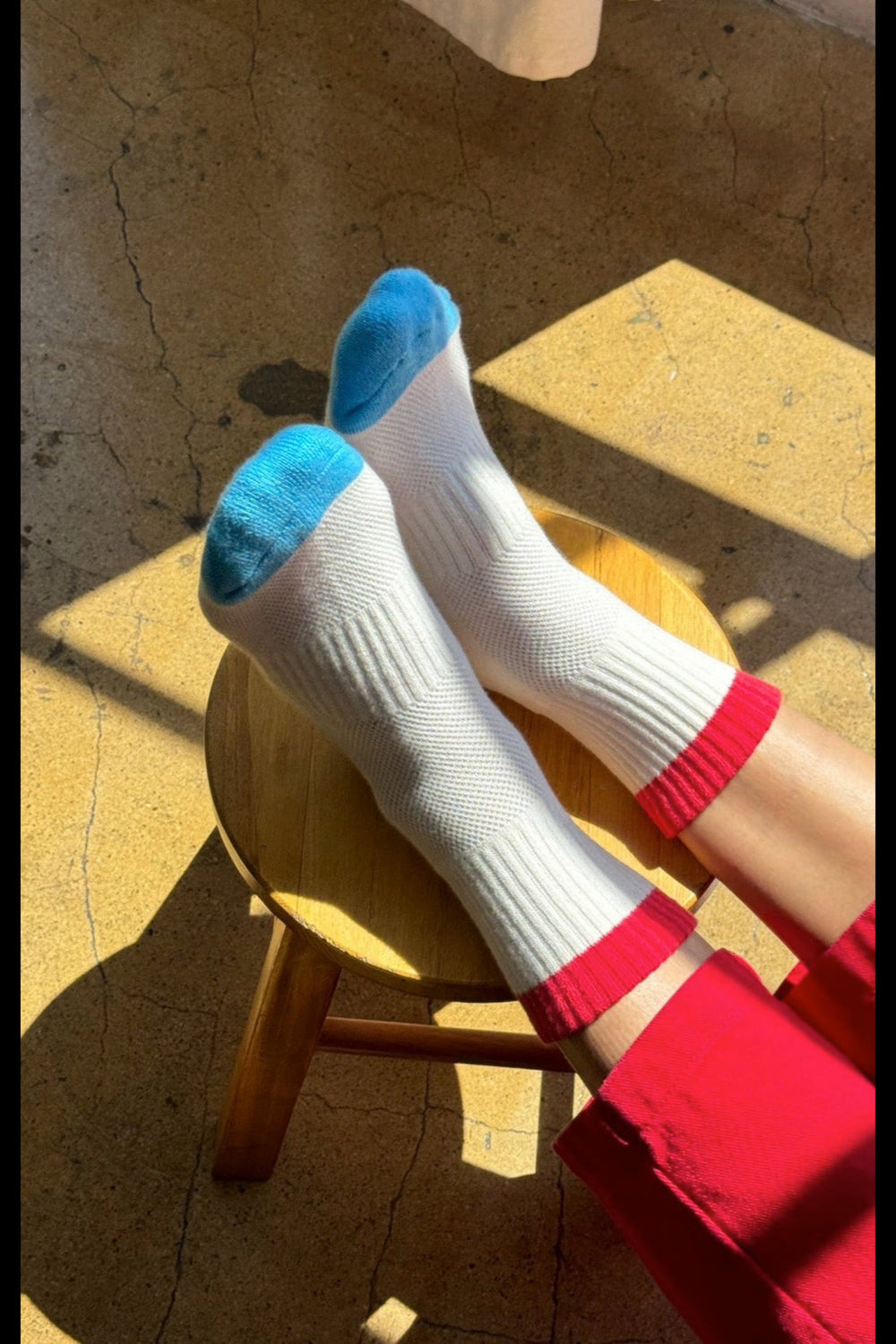 Blue Red Color Block Girlfriend Socks